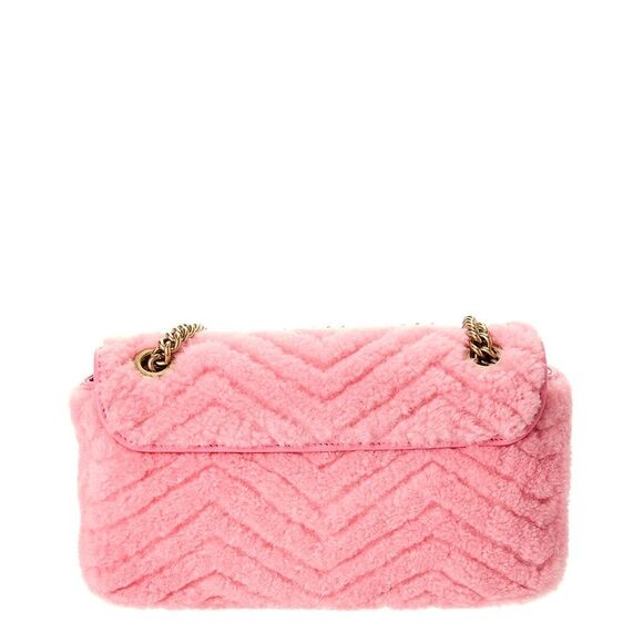 Gucci Gg Marmont Small Shearling Shoulder Bag, Pink - Picture 2 of 4